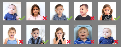 Дети с разным выражением лица для визы в США
